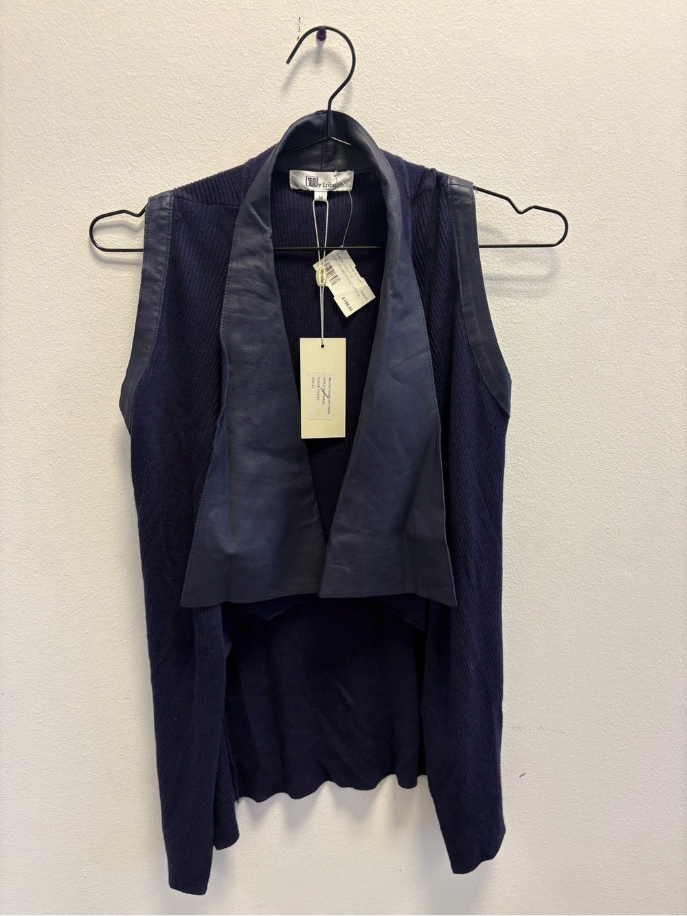 My Tribe Leather Collar Rib Knit Vest Women’s Medium NWT $198